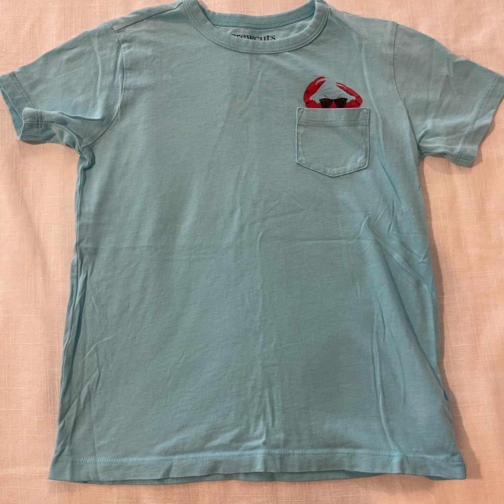 Crewcuts by JCREW Teal Blue Tee with Crab Pocket